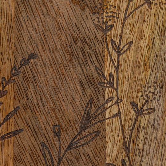 Hello Honey® 15.75" Natural Laser-Etched Floral Mango Wood Cheese Board